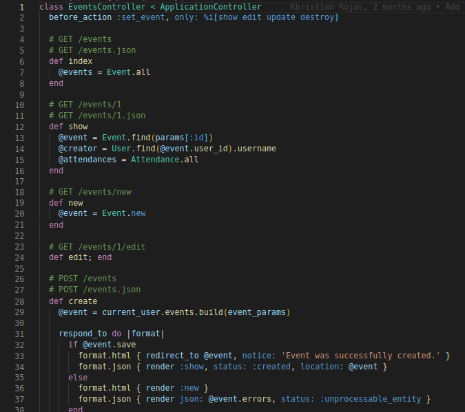 events code